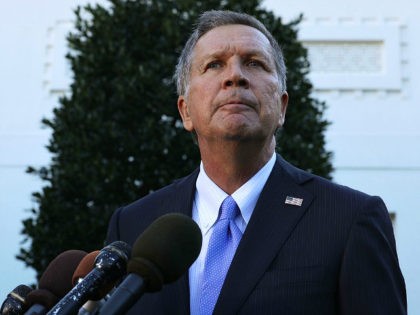 WASHINGTON, DC - NOVEMBER 10: Ohio Governor John Kasich speaks to members of the media outside the West Wing November 10, 2016 at the White House in Washington, DC. President Obama hosted the Cavaliers to honor their 2016 NBA championship. (Photo by Alex Wong/Getty Images)