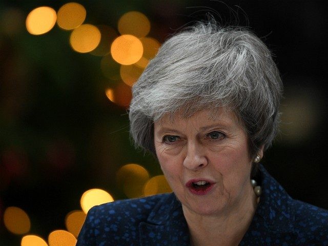 LONDON, ENGLAND - DECEMBER 12: Prime Minister Theresa May makes a statement in Downing Str