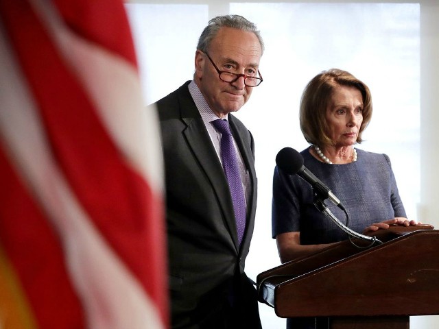 Senate Minority Leader Charles Schumer (D-NY) (L) and House Minority Leader Nancy Pelosi (D-CA) deliver a 'prebuttal' to President Donald Trump's upcoming address to a joint session of Congress at the National Press Club February 27, 2017 in Washington, DC. Trump has been invited by Speaker of the House Paul Ryan (R-WI) to deliver a speech Tuesday on the floor of the House of Representatives. (Photo by Chip Somodevilla/Getty Images)