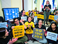 Student Climate Protest Environmental activists occupy the office of House Democratic Leader Nancy Pelosi of California, the speaker-designate for the new Congress, as they try to pressure Democratic support for a sweeping agenda to fight climate change, on Capitol Hill in Washington, Monday, Dec. 10, 2018.