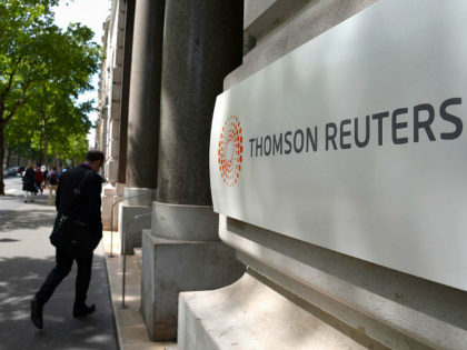PARIS, FRANCE - MAY 05: The corporate logo of Thomson Reuters is seen on May 5, 2014 in Paris, France. (Photo by Pascal Le Segretain/Getty Images)