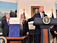 President Donald Trump speaks about the spending bill during a March 23, 2018, press conference in the Diplomatic Reception Room at the White House.