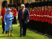 Trump and the Queen WINDSOR, ENGLAND - JULY 13: U.S. President Donald Trump and Britain's Queen Elizabeth II inspect a Guard of Honour, formed of the Coldstream Guards at Windsor Castle on July 13, 2018 in Windsor, England. Her Majesty welcomed the President and Mrs Trump at the dais in the Quadrangle of the …