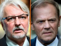 (COMBO) This combination of file pictures created on March 12, 2017 shows European Council President Donald Tusk (L, September 15, 2016 in Bratislava) and Poland's Foreign Minister Witold Waszczykowski (March 6, 2017 in Brussels). Regarding the re-election of Tusk as EU President, Waszczykowski accused the policy of the European Union …