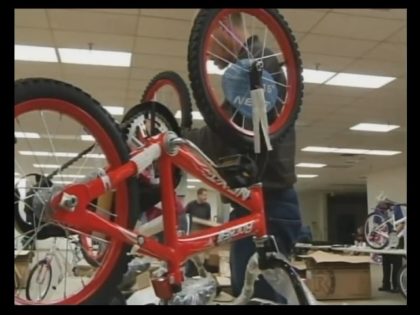 A group of Grinches stole Christmas from hundreds of less-fortunate children in Washington State on Tuesday, reportedly making off with scores of bikes and helmets.