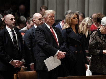 WASHINGTON, DC - DECEMBER 24: U.S. President Donald Trump and first lady Melania Trump attend Christmas Eve services at the National Cathedral on December 24, 2018 in Washington, D.C. (Photo by Olivier Douliery - Pool/Getty Images)
