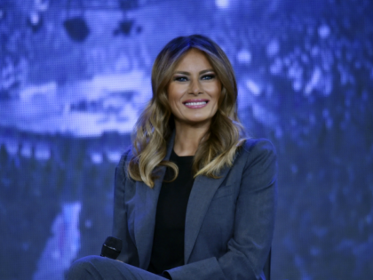 First Lady Melania Trump participates in a town hall meeting on opioids at Liberty University in Lynchburg, Virginia on November 28, 2018. (Photo by Nicholas Kamm / AFP) (Photo credit should read NICHOLAS KAMM/AFP/Getty Images)