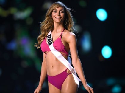 Angela Ponce of Spain competes in the swimsuit competition during the 2018 Miss Universe pageant in Bangkok on December 13, 2018. (Photo by Lillian SUWANRUMPHA / AFP) (Photo credit should read LILLIAN SUWANRUMPHA/AFP/Getty Images)