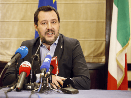 Italian Interior Minister Matteo Salvini speaks during a press conferences at the King David Hotel in Jerusalem, Tuesday, Dec. 11, 2018. (AP Photo/Ariel Schalit)