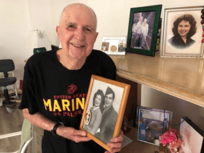 Ted Richardson, a Marine, fought in WWII and returned to marry his high school sweetheart, Florence.