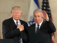 US President Donald Trump (L) and Israel's Prime Minister Benjamin Netanyahu wave after delivering a speech at the Israel Museum in Jerusalem on May 23, 2017. / AFP PHOTO / GIL COHEN-MAGEN (Photo credit should read GIL COHEN-MAGEN/AFP/Getty Images)