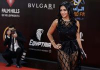 Egyptian actress Rania Youssef poses on the red carpet at the closing ceremony of the 40th edition of the Cairo International Film Festival at the Cairo Opera House in the Egyptian capital on November 29, 2018