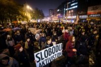 The detention of 12 Greenpeace activists over a protest at Slovakia's largest brown coal mine sparked protests in Bratislava on Monday