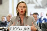 EU diplomatic chief Federica Mogherini warned that Europe did not want to become a battlefield for global powers once again, like during the Cold War