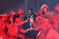 Kendrick Lamar, pictured at the 2018 Grammy Awards, is up for the coveted Album of the Year prize again after three prior losses