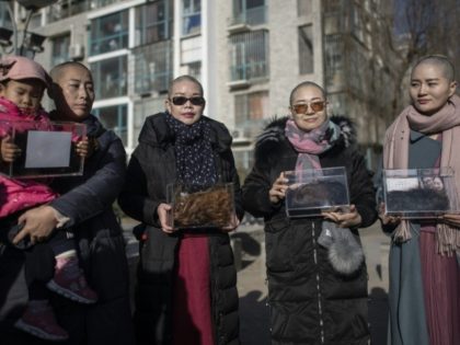 Wife of detained China activist goes bald for justice