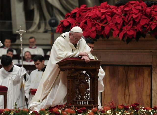 Pope assails greed, pilgrims celebrate Christmas in Bethlehem