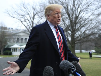 President Donald Trump speak to reporters before leaving the White House in Washington, Saturday, Jan. 19, 2019. (AP Photo/Manuel Balce Ceneta)