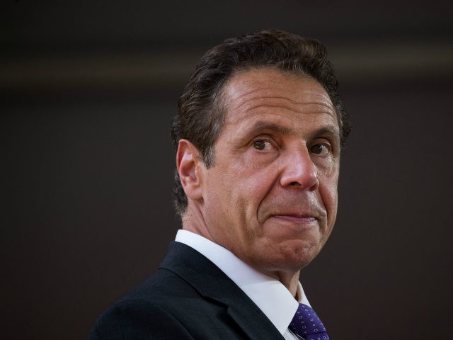 New York Governor Andrew Cuomo pauses while he delivers remarks during a dedication ceremo