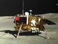 This picture released on January 11, 2019 by the China National Space Administration (CNSA) via CNS shows the Chang'e-4 lunar probe, taken by the Yutu-2 moon rover, on the far side of the moon. - China will seek to establish an international lunar base one day, possibly using 3D printing …