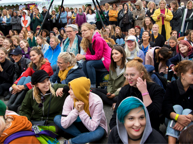 Women attend the Statement Festival at Bananpiren in Gothenburg, Sweden, on August 31, 2018. - Held in Sweden's second-largest city of Gothenburg, the two-day Statement Festival, forbids men but not transgender people. It was announced last year after police received four rape and 23 sexual assault reports at Sweden's largest …