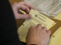 An election official counts parliamentary ballots at a counting center run by Stockholm county administrative board on September 13, 2018 in Sundbyberg following the September 9 general election. (Photo by Jonathan NACKSTRAND / AFP) (Photo credit should read JONATHAN NACKSTRAND/AFP/Getty Images)