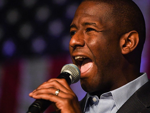 ORLANDO, FLORIDA - NOVEMBER 03: Florida Democratic gubernatorial candidate Andrew Gillum speaks at a campaign rally in the CFE arena on November 3, 2018 in Orlando, Florida. Gillum, the mayor of Tallahassee, is running against Republican candidate Ron DeSantis. (Photo by Jeff J Mitchell/Getty Images)