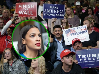 (INSET: Alexandria Ocasio-Cortez) CHATTANOOGA, TENNESSEE - NOVEMBER 04: Supporters of U.S.