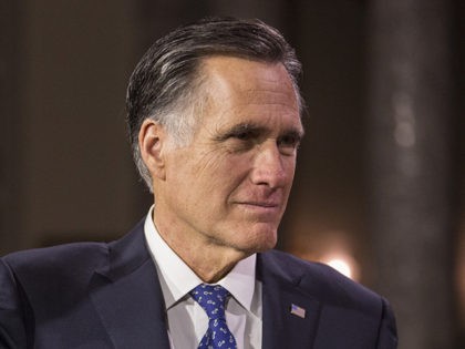 WASHINGTON, DC - JANUARY 03: Senator Mitt Romney (R-UT) participates in a mock swearing in