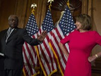 Newly Elected House Speaker Nancy Pelosi Holds Ceremonial Swearing-In With New Members Of Congress WASHINGTON, DC - JANUARY 03: House Majority Whip Jim Clyburn (D-SC) speaks to House Speaker Nancy Pelosi (D-CA) during a ceremonial mock swearing in ceremony on Capitol Hill on January 3, 2019 in Washington, DC. Under the cloud of a partial federal government shutdown, Pelosi reclaimed her former title as …
