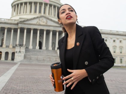 US Representative Alexandria Ocasio-Cortez, Democrat of New York, leaves a photo opportunity with the female Democratic members of the 116th Congress outside the US Capitol in Washington, DC, January 4, 2019. (Photo by SAUL LOEB / AFP) (Photo credit should read SAUL LOEB/AFP/Getty Images)