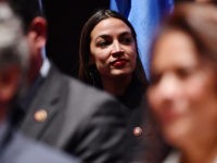 US-politics-minorities US Representative Alexandria Ocasio-Cortez attends a swearing-in ceremony and welcome reception for new Hispanic members of the US Congress in Washington, DC, on January 9, 2019 (Photo by Nicholas Kamm / AFP) (Photo credit should read NICHOLAS KAMM/AFP/Getty Images)