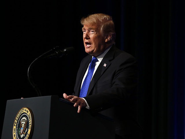 ARLINGTON, VA - JANUARY 17: (AFP OUT) U.S. President Donald J. Trump speaks during a Missi