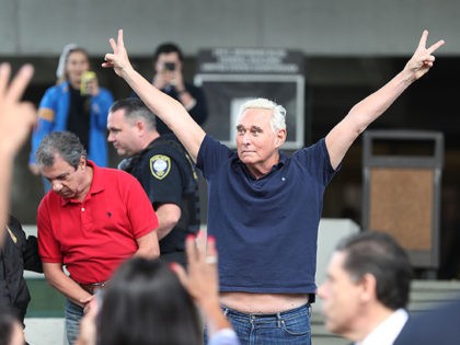 FORT LAUDERDALE, FLORIDA - JANUARY 25: Roger Stone, a former advisor to President Donald Trump, exits the Federal Courthouse on January 25, 2019 in Fort Lauderdale, Florida. Mr. Stone was charged by special counsel Robert Mueller of obstruction, giving false statements and witness tampering. (Photo by Joe Raedle/Getty Images)