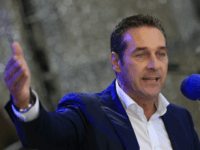 GettyImages-181794890 TO GO WITH AFP STORY BY SIMON STURDEE Heinz-Christian Strache candidate of the Freiheitliche Partei Oesterreichs FPO Party (Freedom Party of Austria) delivers a speech during a meeting of the FPO political party in Klagenfurt on September 14, 2013 ahead of the Austrian legislative elections taking place on September 29, …