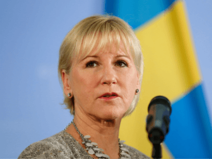 Swedish Foreign Minister Margot Wallstrom listens to a question during a press conference after talks with German Foreign Minister Frank-Walter Steinmeier (unseen) at the Foreign Ministry in Berlin on October 6, 2016. / AFP / Odd ANDERSEN (Photo credit should read ODD ANDERSEN/AFP/Getty Images)