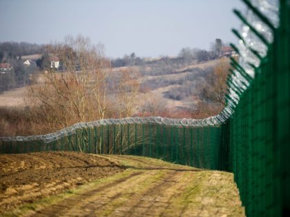 A barbed wire fence is set up along the Slovenian-Croatian border in Rakovec, in Slovenia on February 16, 2017. Slovenia on January 26, 2017 approved a bill allowing police to seal the border with Croatia to migrants in case of a new influx along the so-called Balkan route, sparking condemnation …