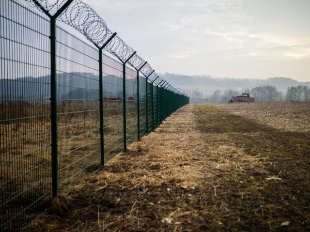 A picture taken near the village of Gibina, Slovenia, on February 17, 2017 shows a panel f