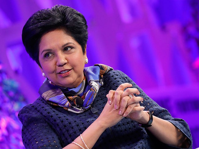 WASHINGTON, DC - OCTOBER 10: Pepsi Chairman and CEO Indra Nooyi speaks onstage at the Fort