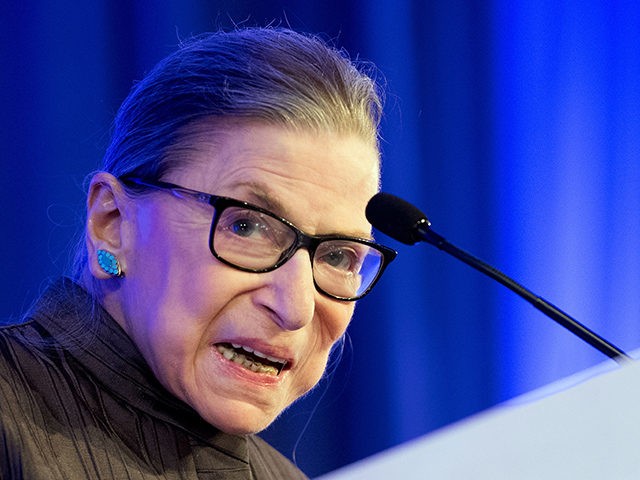 US Supreme Court Justice Ruth Bader Ginsburg speaks after receiving the American Law Institute's Henry J. Friendly Medal in Washington, DC, on May 14, 2018. (Photo by JIM WATSON / AFP) (Photo credit should read JIM WATSON/AFP/Getty Images)