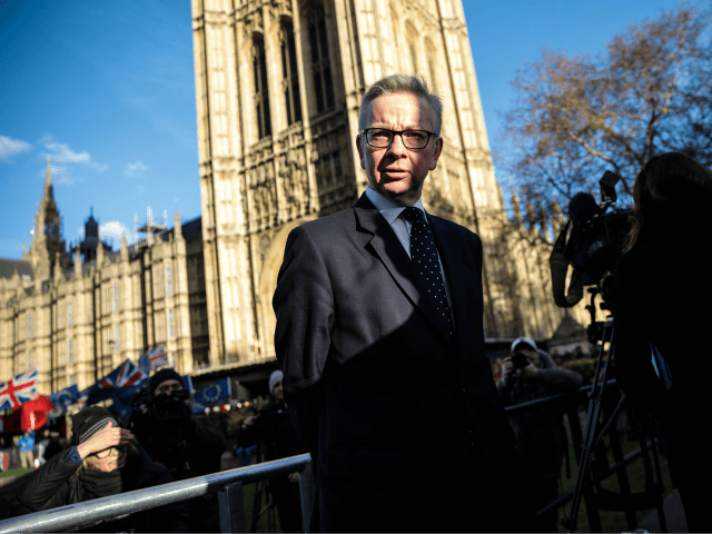 Environment Secretary Michael Gove talks to the media in Westminster …