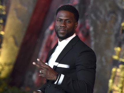 Kevin Hart arrives at the Los Angeles premiere of "Jumanji: Welcome to the Jungle" on Monday, Dec. 11, 2017 in Hollywood, Calif. (Photo by Jordan Strauss/Invision/AP)