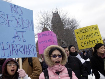 Harvard women protesting