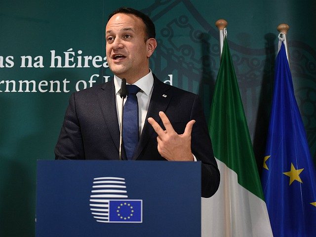 Ireland's Prime Minister Leo Varadkar holds a press conference after the European Council