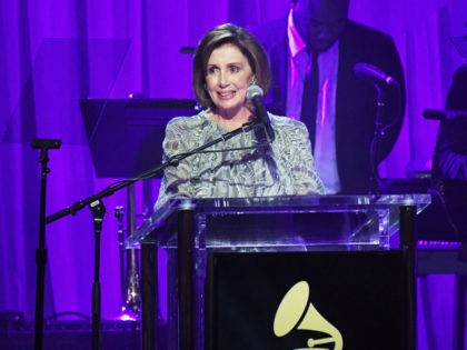 Minority Leader of the United States House of Representatives Nancy Pelosi speaks onstage at the Pre-GRAMMY Gala and Salute to Industry Icons Honoring Debra Lee at The Beverly Hilton on February 11, 2017 in Los Angeles, California. (Photo by Kevork Djansezian/Getty Images)