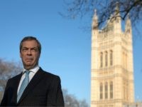 LONDON, ENGLAND - JANUARY 24: Former UKIP leader Nigel Farage conducts a television interview in Victoria Tower Gardens on January 24, 2017 in London, England. Judges ruled by a majority of 8 to 3 that the government cannot trigger Article 50 without an act of Parliament. (Photo by Dan Kitwood/Getty …