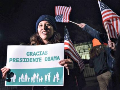 Activists celebrate the President’s action on immigration outside the White House