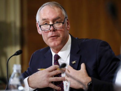 Interior Secretary Ryan Zinke testifies before the Senate Committee on Energy and Natural Resources during a committee hearing on the President's Budget Request for Fiscal Year 2019, Tuesday, March 13, 2018, on Capitol Hill in Washington. (AP Photo/Jacquelyn Martin)