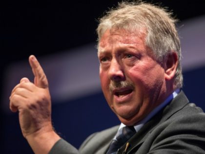BOURNEMOUTH, ENGLAND - OCTOBER 15: DUP politician Sammy Wilson, who is Member of Parliament (MP) for East Antrim, speaks at the 'Leave Means Rally' at the Bournemouth International Centre on October 15, 2018 in Bournemouth, England. Leave Means Leave is a pro-Brexit campaign, holding a series of rallies and events …