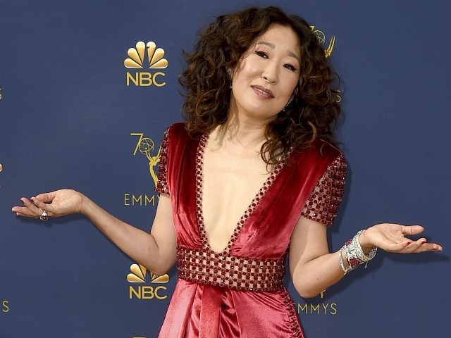 Sandra Oh arrives at the 70th Primetime Emmy Awards on Monday, Sept. 17, 2018, at the Micr